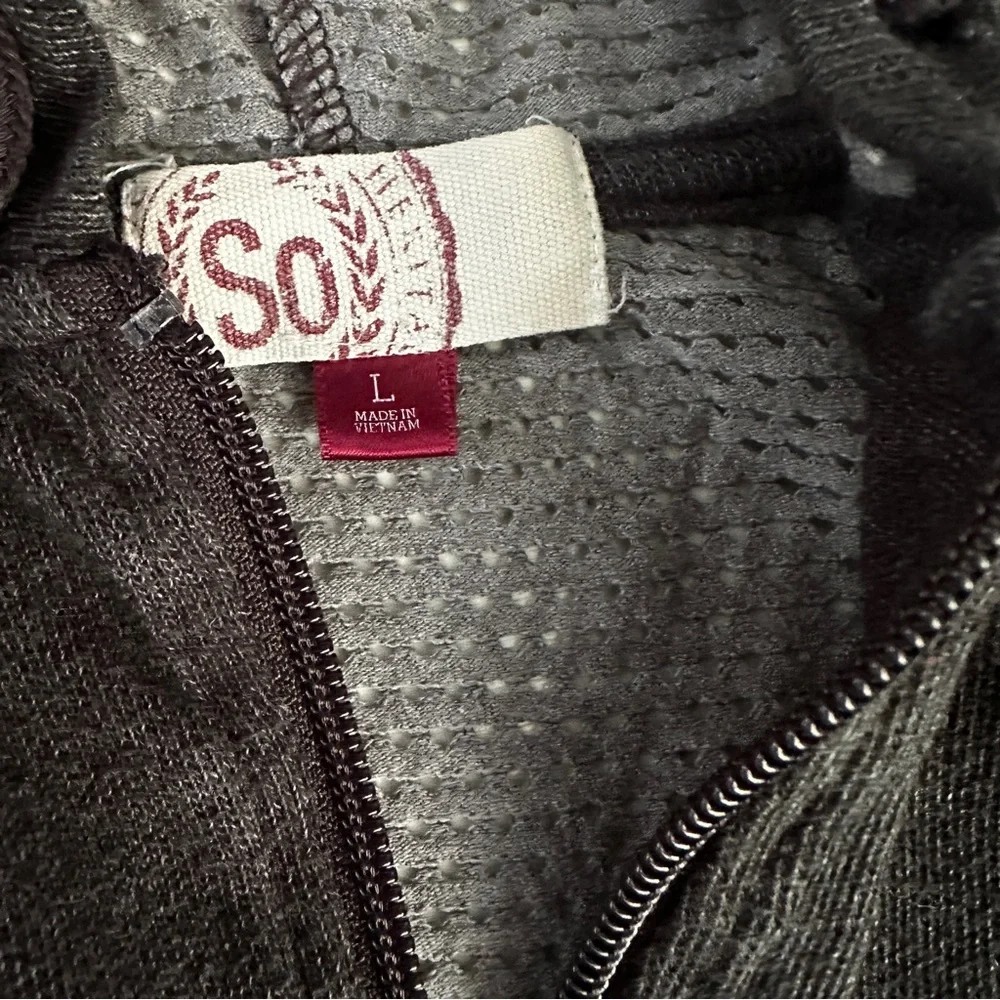 5x$25 SO Black and Gray Zip-Up Cotton Blend Mesh Hoodie, 14